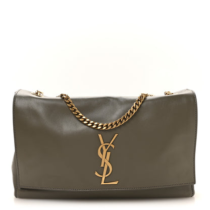 Saint Laurent Smooth Calfskin Suede Medium Reversible Monogram Kate Satchel Olive 1 of 18