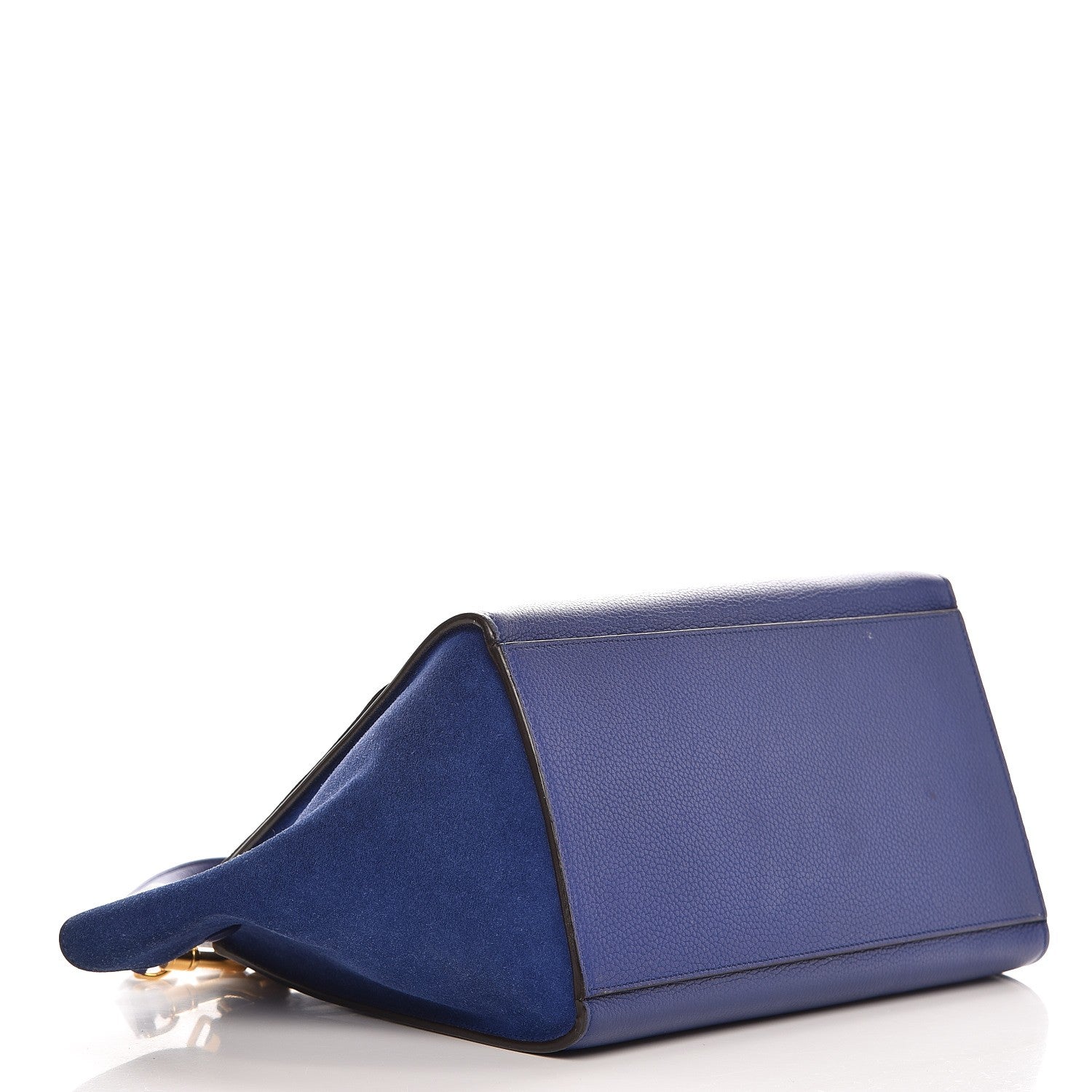 Celine Drummed Calfskin Suede Small Trapeze Indigo 4 of 12