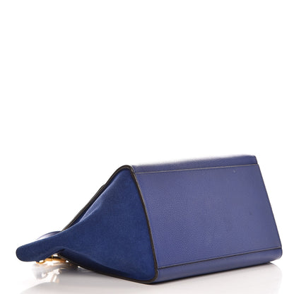 Celine Drummed Calfskin Suede Small Trapeze Indigo 4 of 12