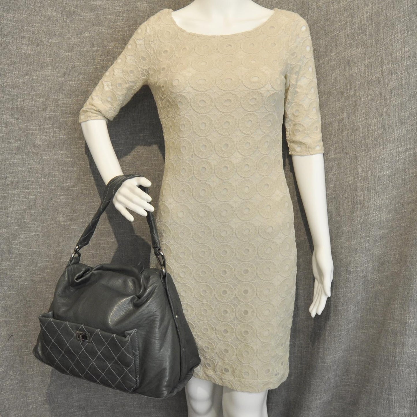 Quilted Lambskin 8 Knots Hobo Grey