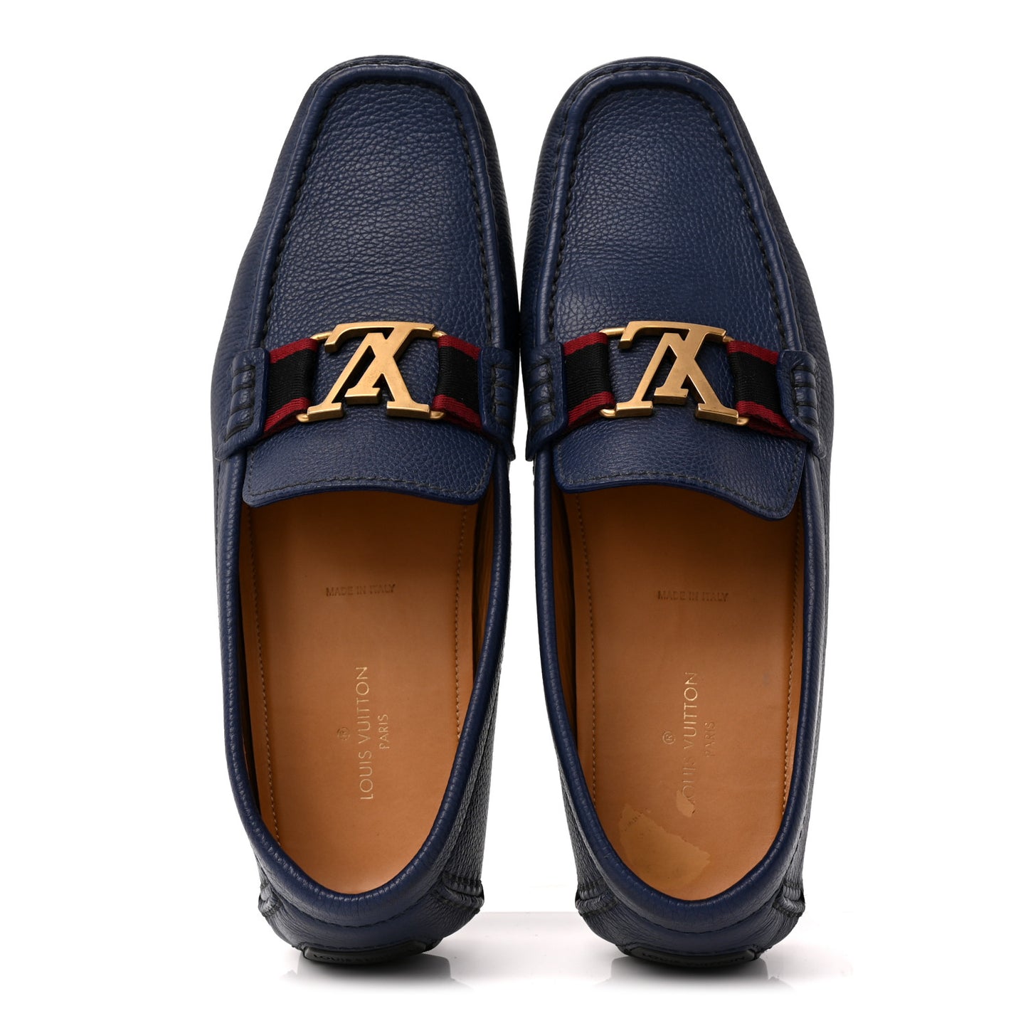 Grained Calfskin Mens Monte Carlo Car Shoe Moccasin Loafers 9 Blue