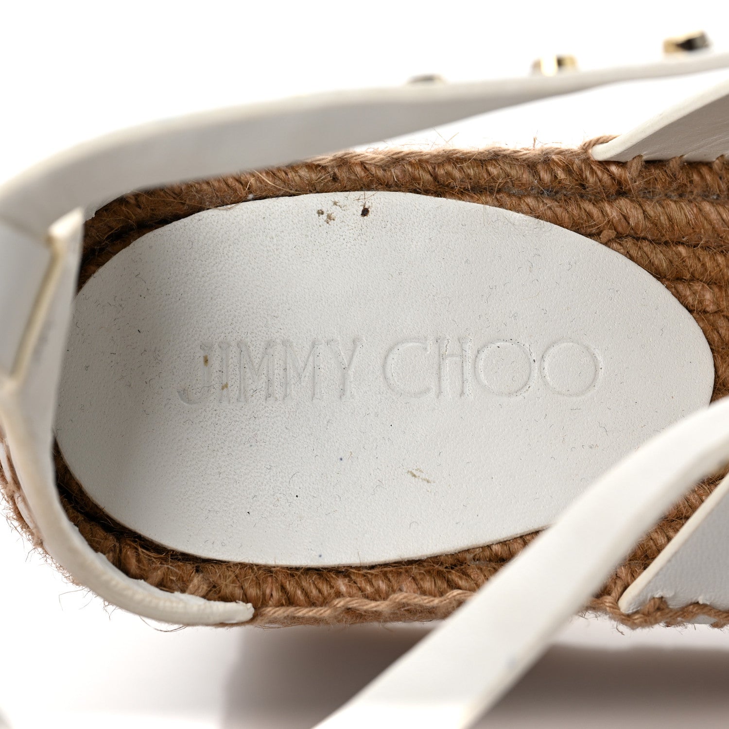 Jimmy Choo Calfskin Studded Danica 80 Espadrille Wedge Sandals 39 White 7 of 8