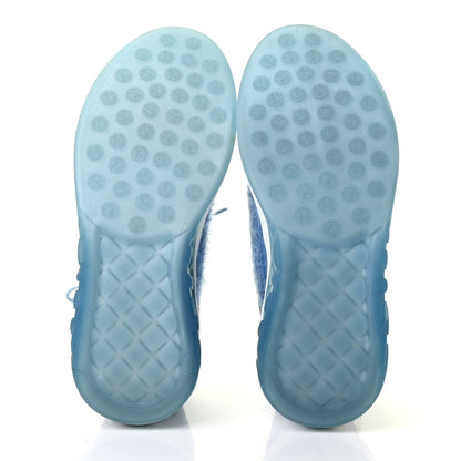 Chanel Suede Calfskin Stretch Fabric CC Sneakers 37 Light Blue 5 of 11