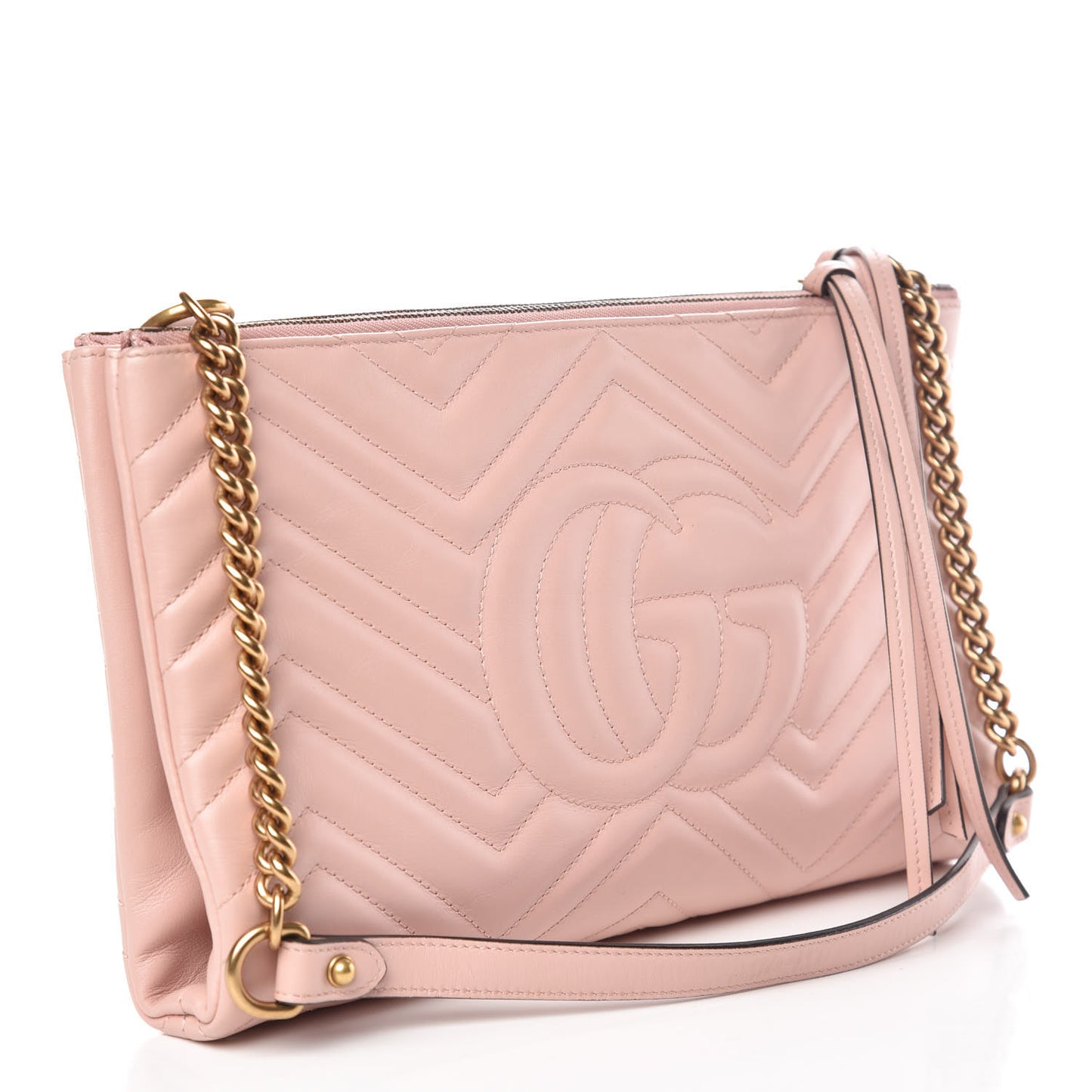 Calfskin Matelasse GG Marmont Double Zip Chain Bag Perfect Pink