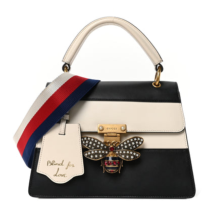 Gucci Calfskin Sylvie Web Small Queen Margaret Top Handle Bag Black White 1 of 10