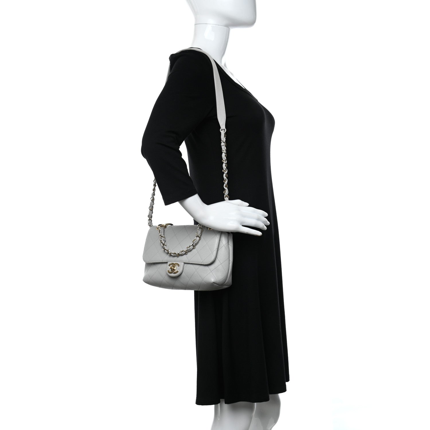 Chanel Caviar Quilted Small City Walk Flap Light Grey 2 of 10