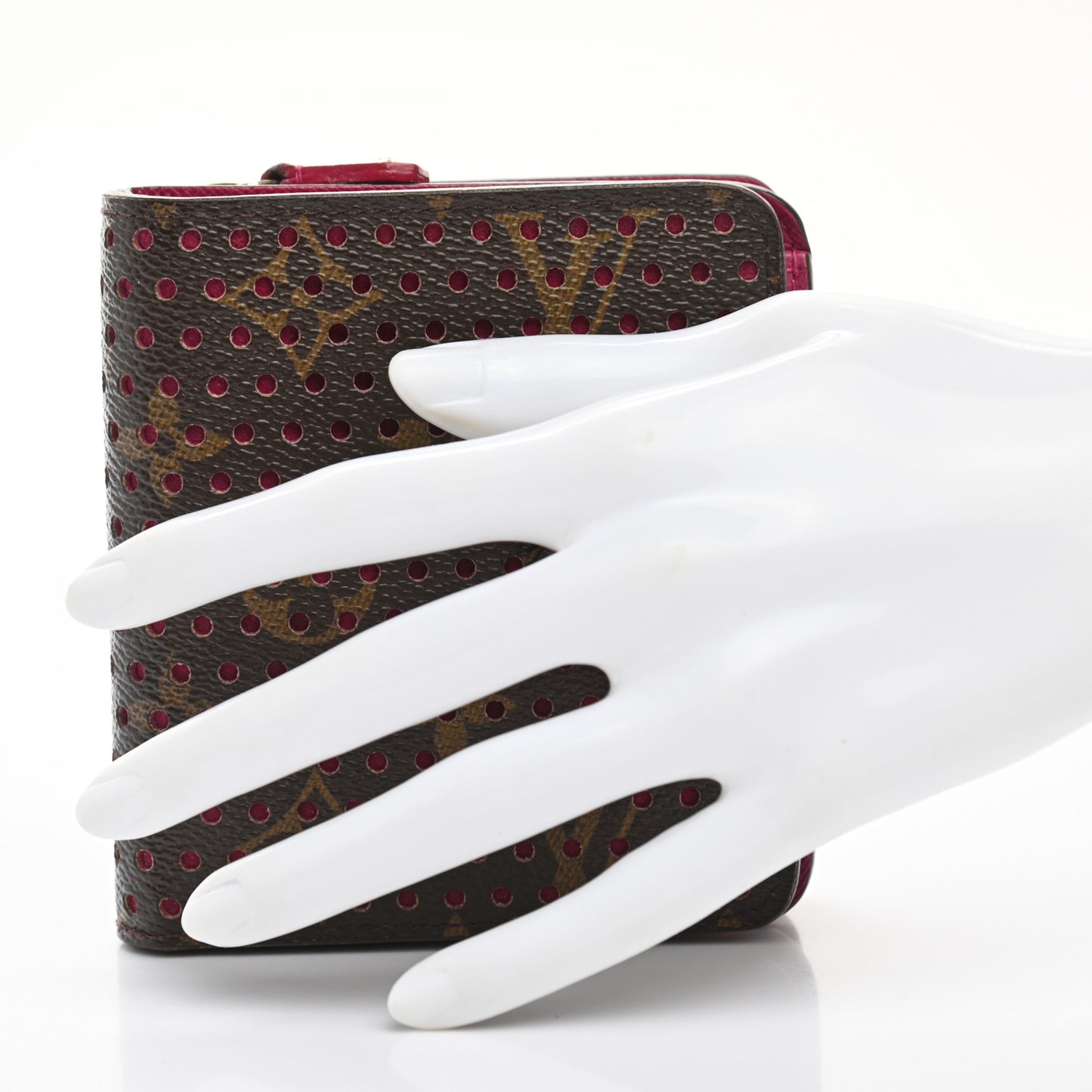 Monogram Perforated Compact Zipped Wallet Fuchsia