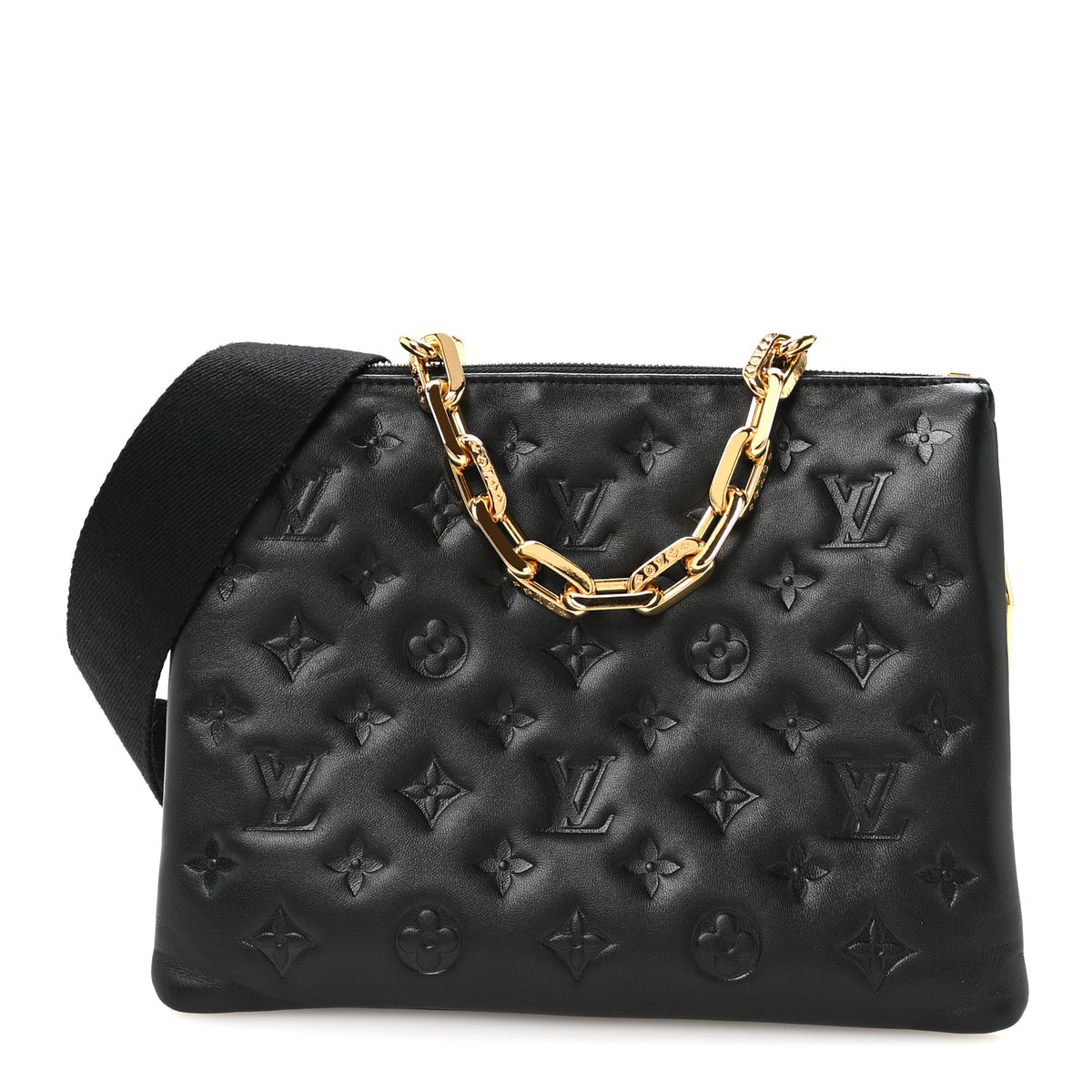 Lambskin Embossed Monogram Coussin PM Black