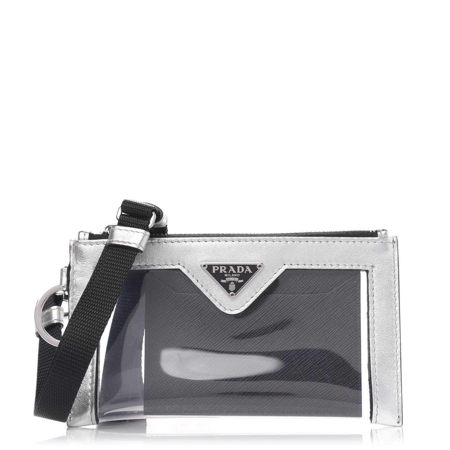 Prada Vernice Plexiglass Card Holder Argento 1 of 9