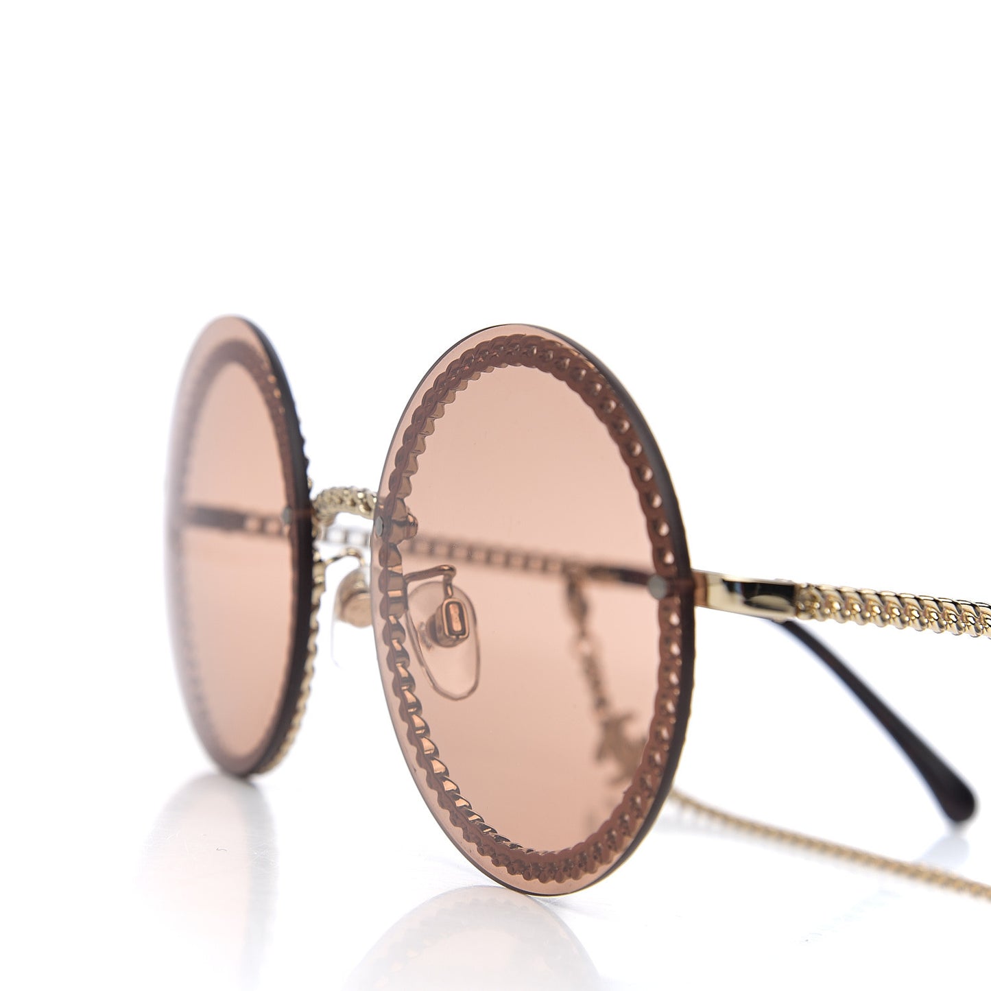 Chain Round Sunglasses 4245 Brown Gold