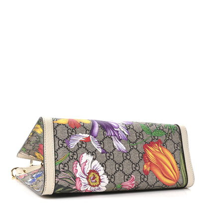 Gucci GG Supreme Monogram Flora Textured Calfskin Small Padlock Tote Beige Ebony Multicolor Mystic White 3 of 9