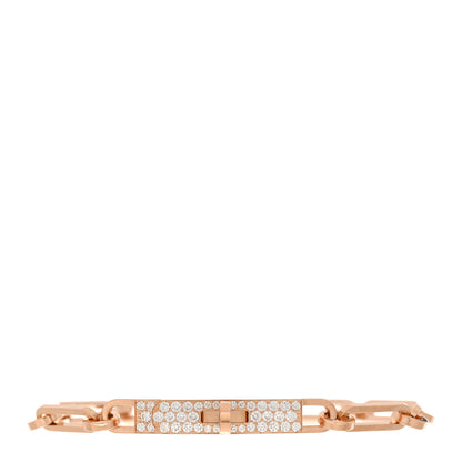 Hermes 18K Rose Gold Diamond Pave PM Kelly Chaine Bracelet ST 1 of 4