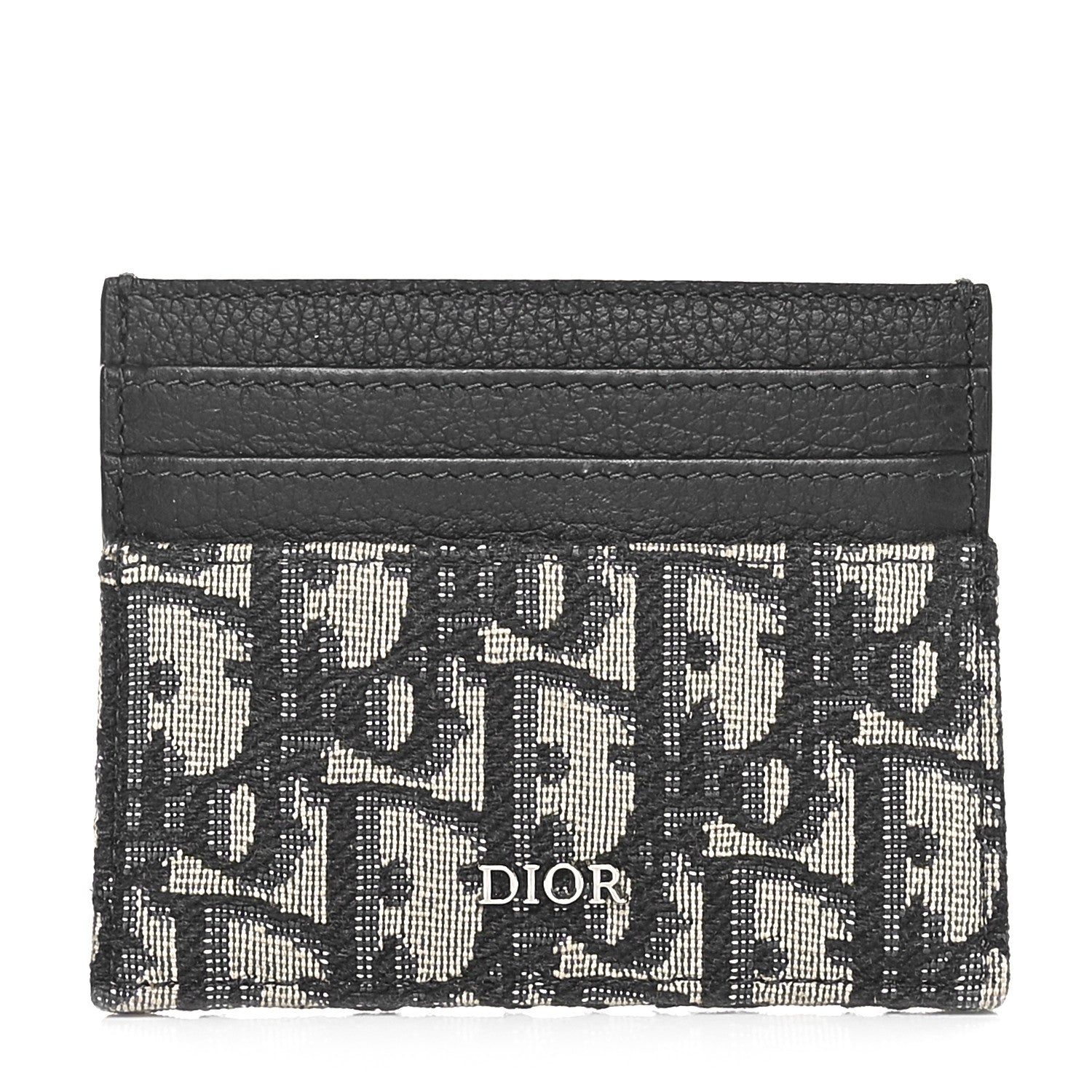 Christian Dior Grained Calfskin Oblique Card Holder Black 1 of 6