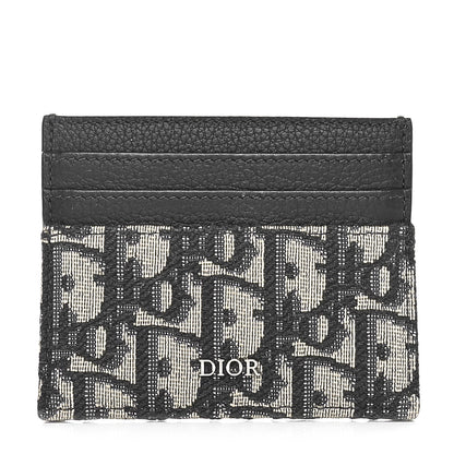 Christian Dior Grained Calfskin Oblique Card Holder Black 1 of 6