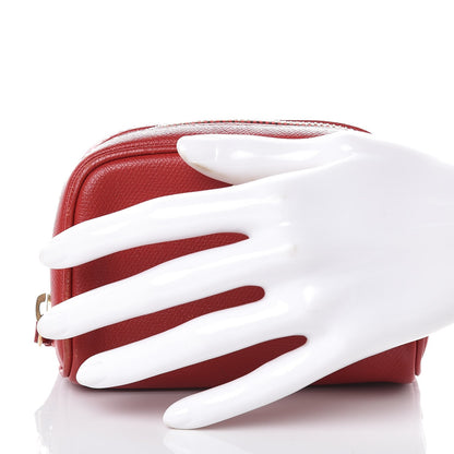 Chanel Grained Calfskin CC Button Small Pouch Cosmetic Case Red 2 of 9