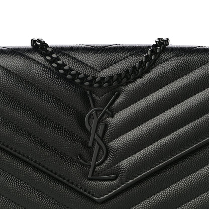 Saint Laurent Grain De Poudre Matelasse Chevron Monogram Chain Wallet Black 8 of 17