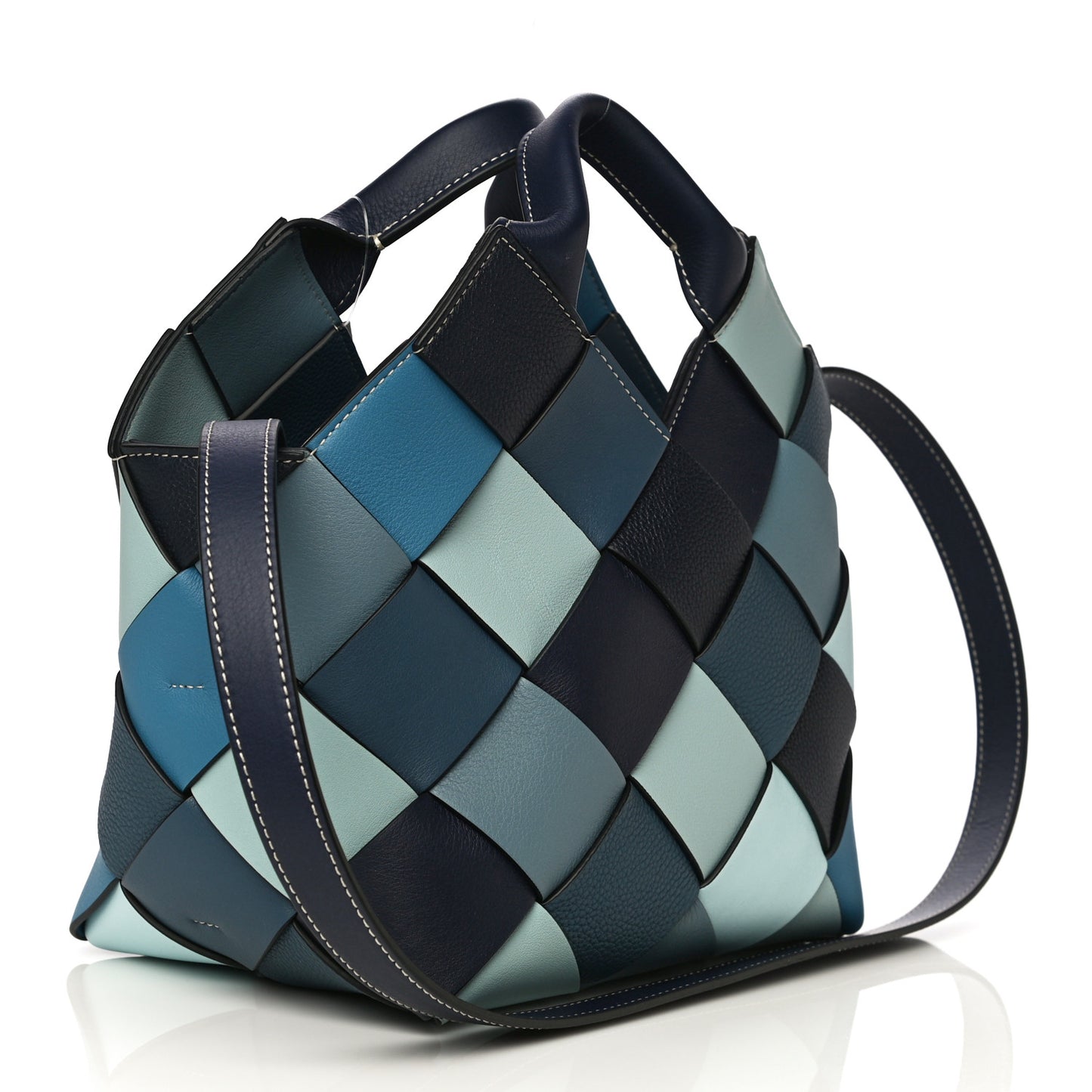 Calfskin Woven Small The Surplus Collection Basket Bag Steel Crystal