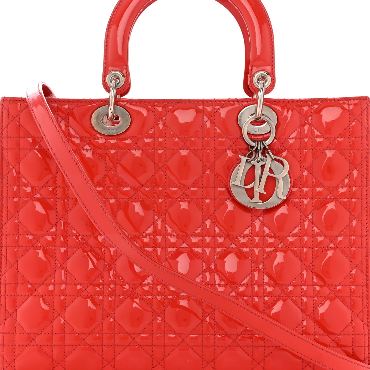 Patent Cannage Large Lady Dior Red