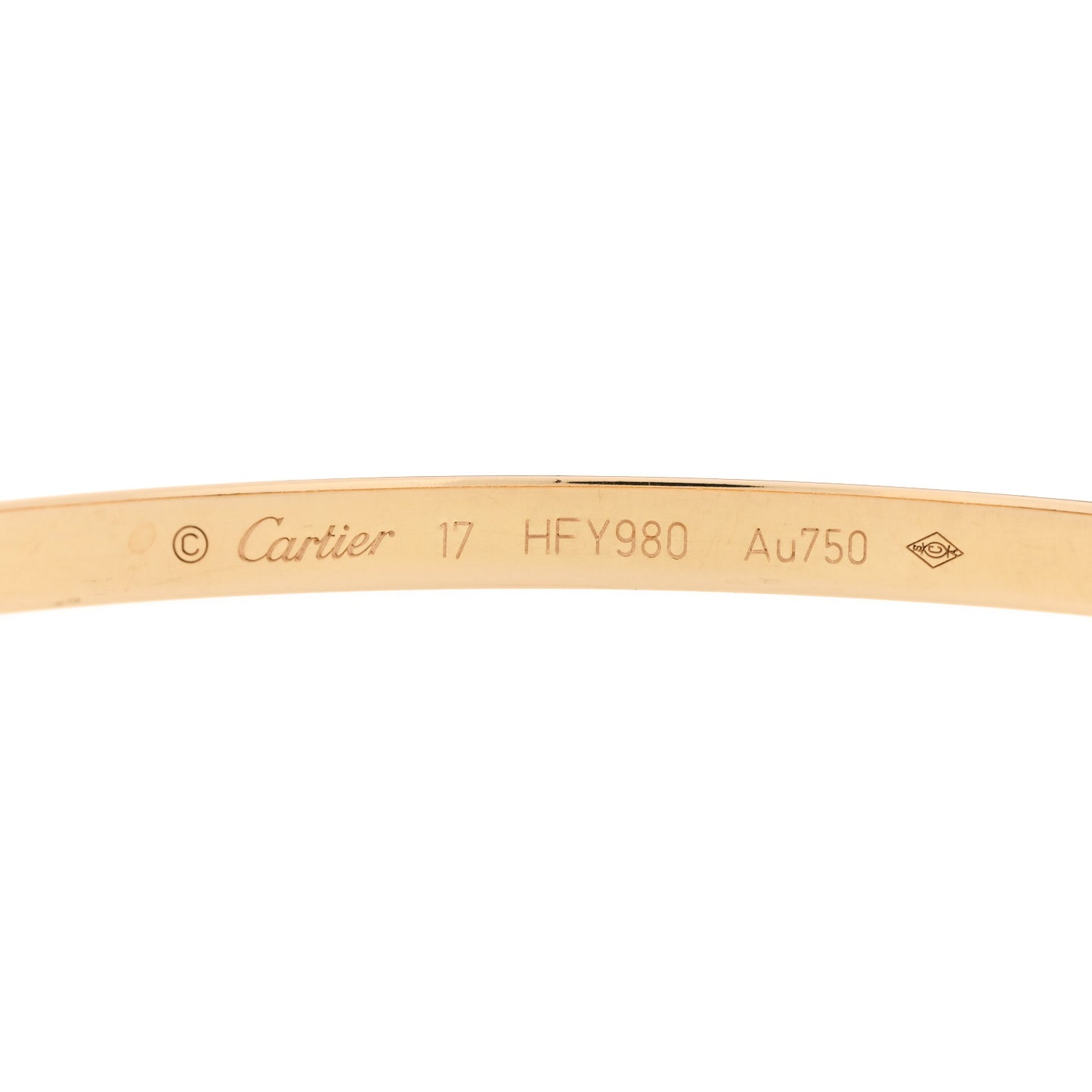 18K Yellow Gold Small LOVE Bracelet 17