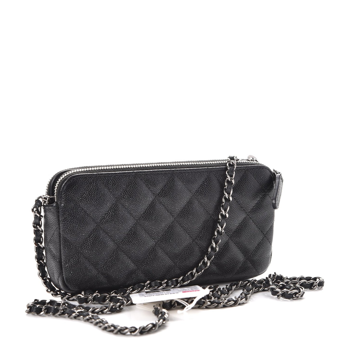 Caviar Quilted Small Clutch With Chain Black