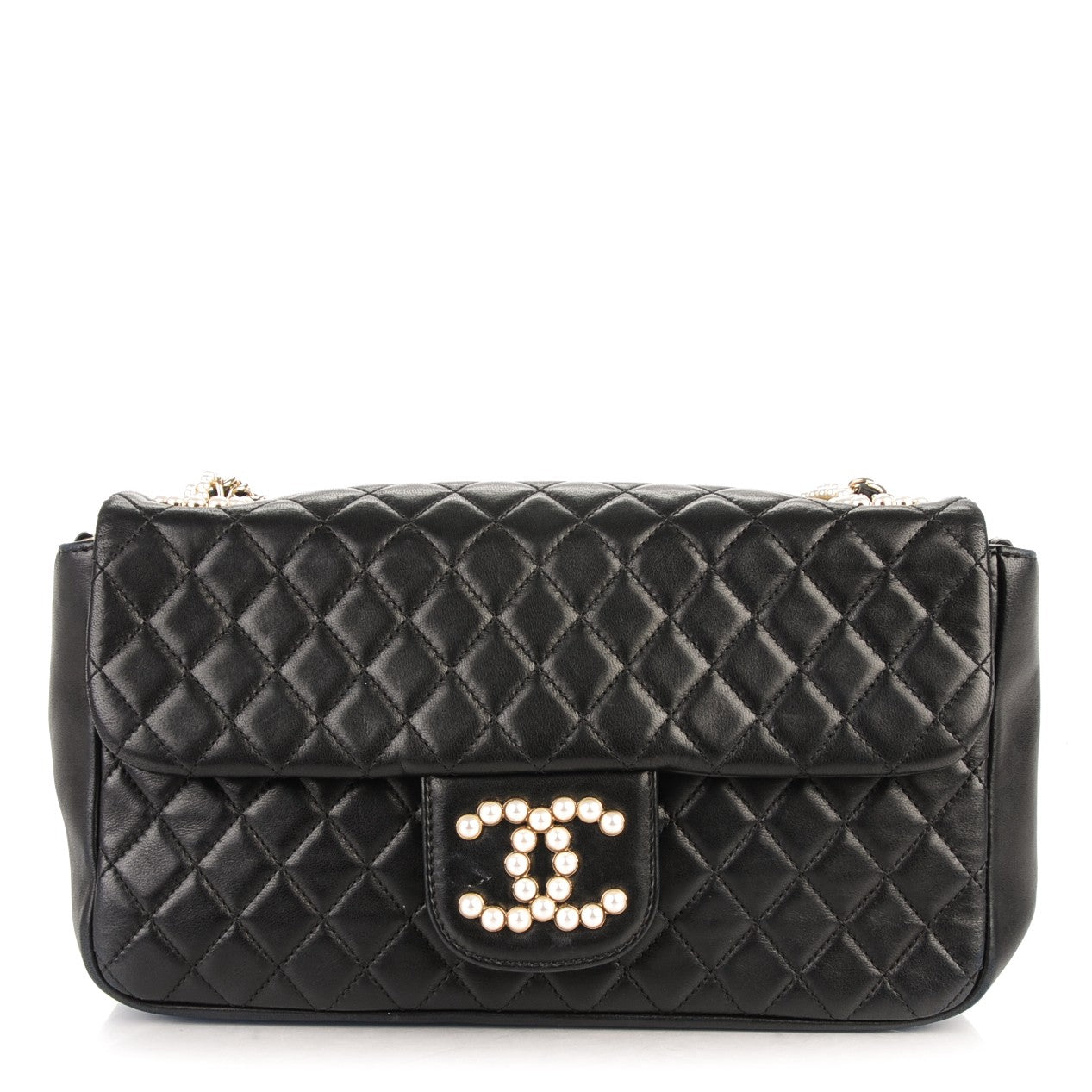 Chanel Lambskin Quilted Medium Westminster Pearl Flap Black 1 of 7