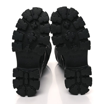 Prada Spazzolato Rois Re-Nylon Metal Triangle Logo Monolith Pouch Pocket 55mm Tall Boots 38 Black 5 of 9