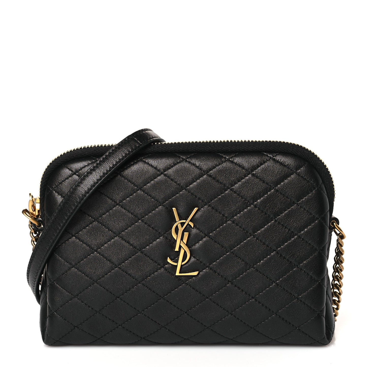 Lambskin Quilted Gaby Zipped Pouch Black