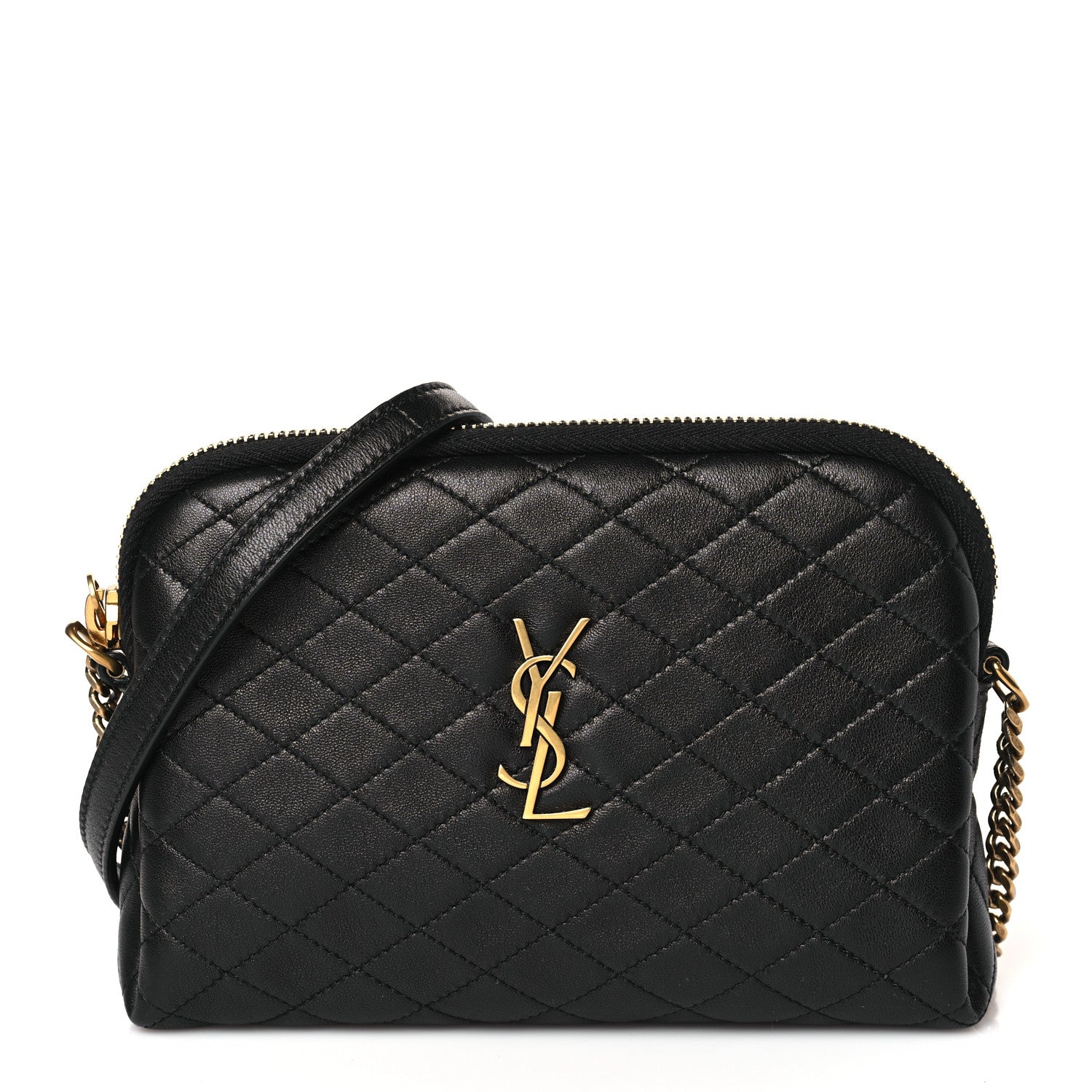 Saint Laurent Lambskin Quilted Gaby Zipped Pouch Black 1 of 9