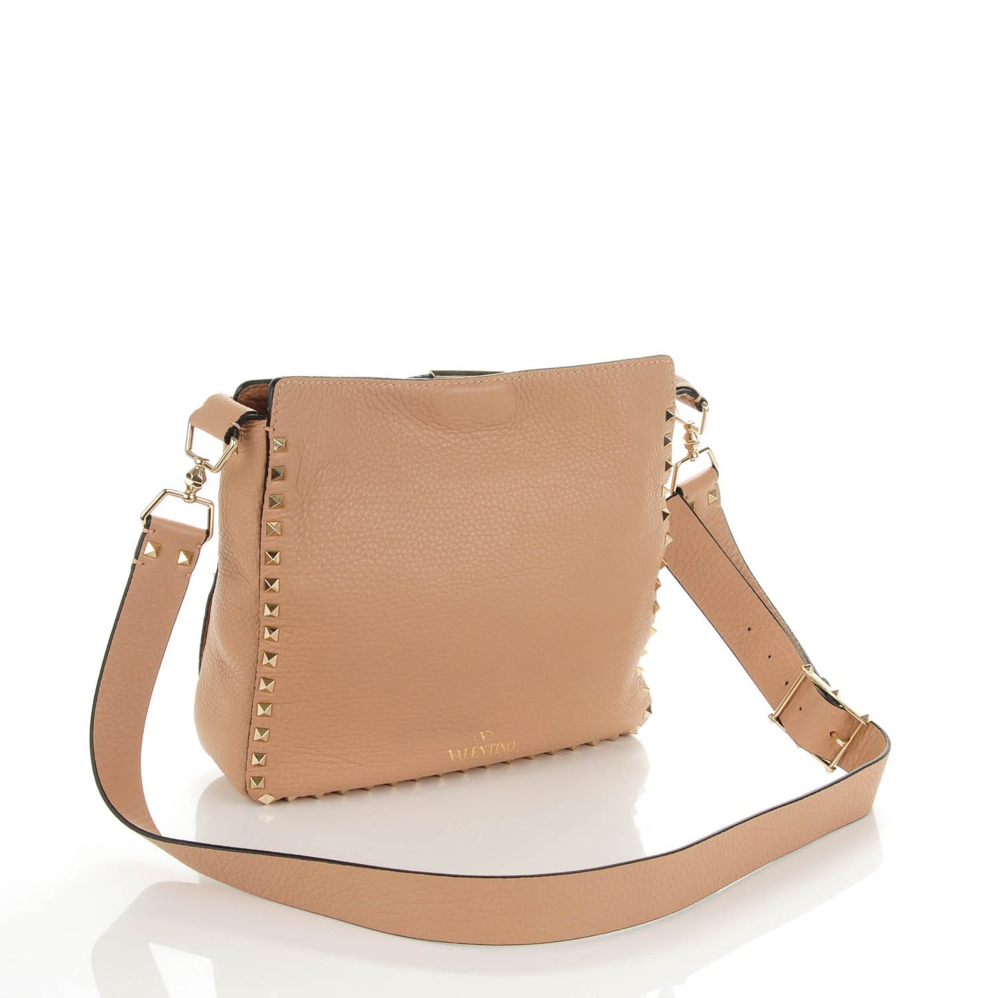 Pebbled Calfskin Small Rockstud Flip-Lock Messenger Bag Skin Sorbet