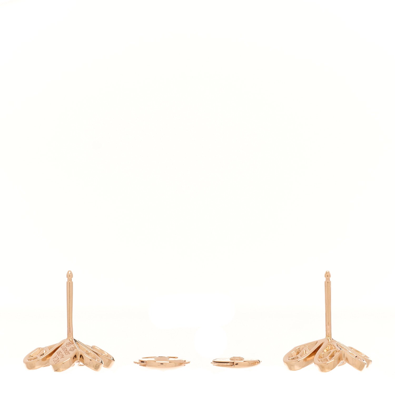 Van Cleef & Arpels 18K Rose Gold Diamond Mini Frivole Pave Earrings 3 of 5