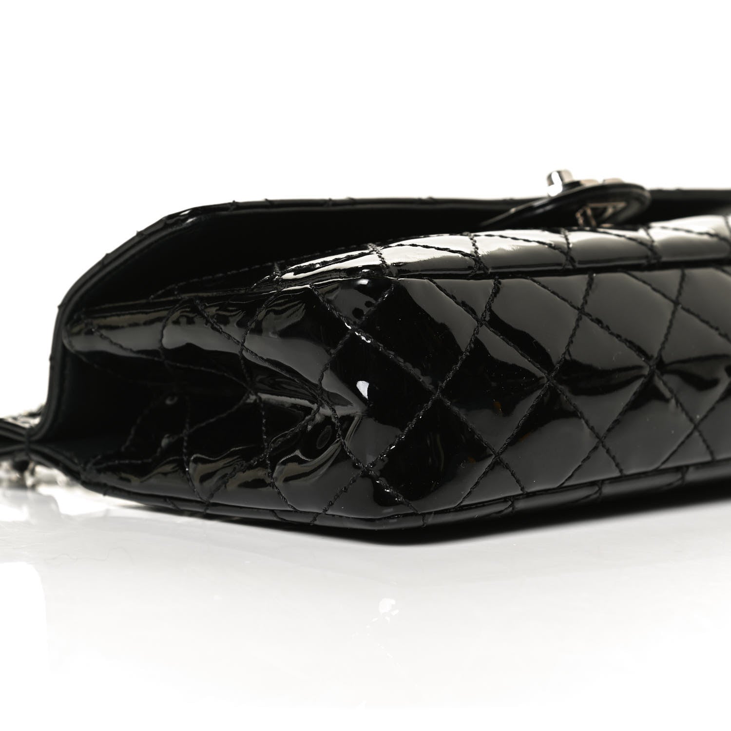 Chanel Patent Quilted Jumbo Diagonal CC Flap Black 9 of 12