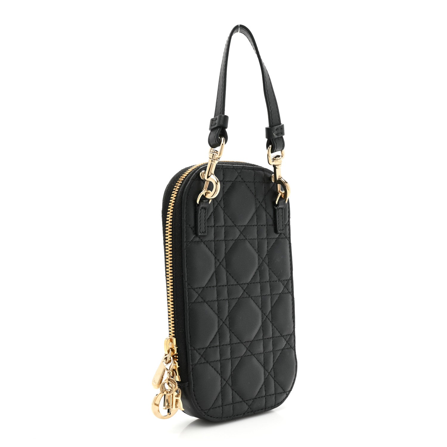 Christian Dior Lambskin Cannage Lady Dior Phone Holder Black 2 of 9