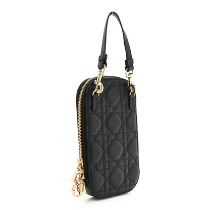 Christian Dior Lambskin Cannage Lady Dior Phone Holder Black 2 of 9