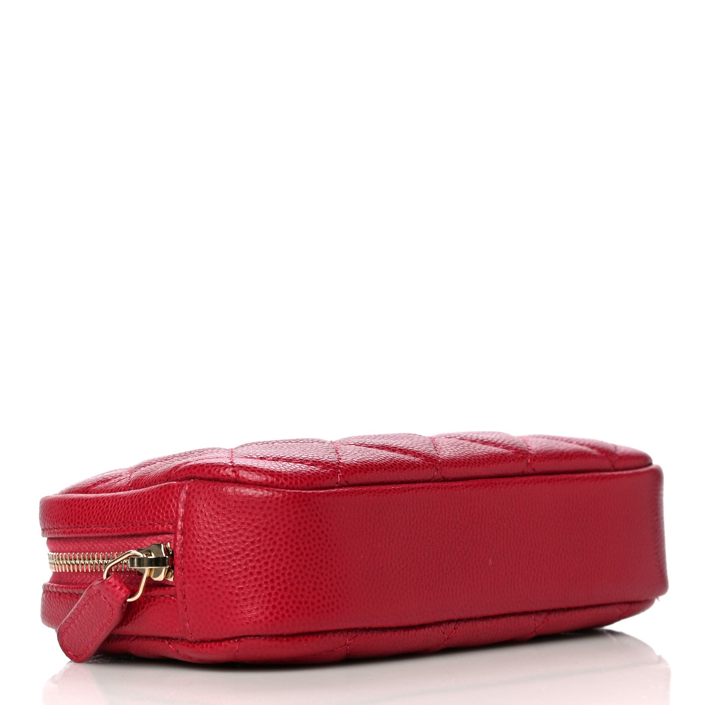 Caviar Quilted Small Curvy Pouch Cosmetic Case Dark Pink