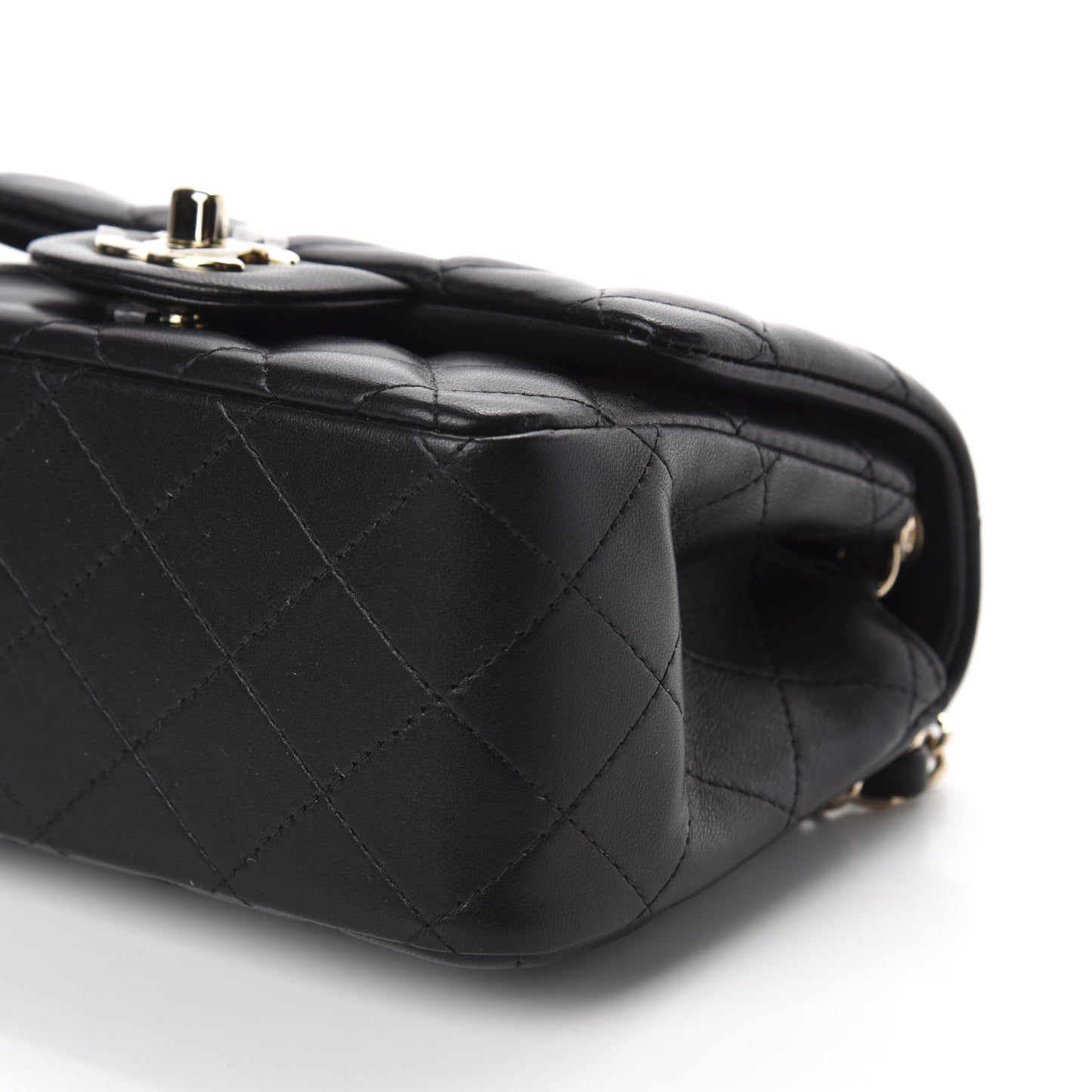 Lambskin Quilted Mini Square Flap Black