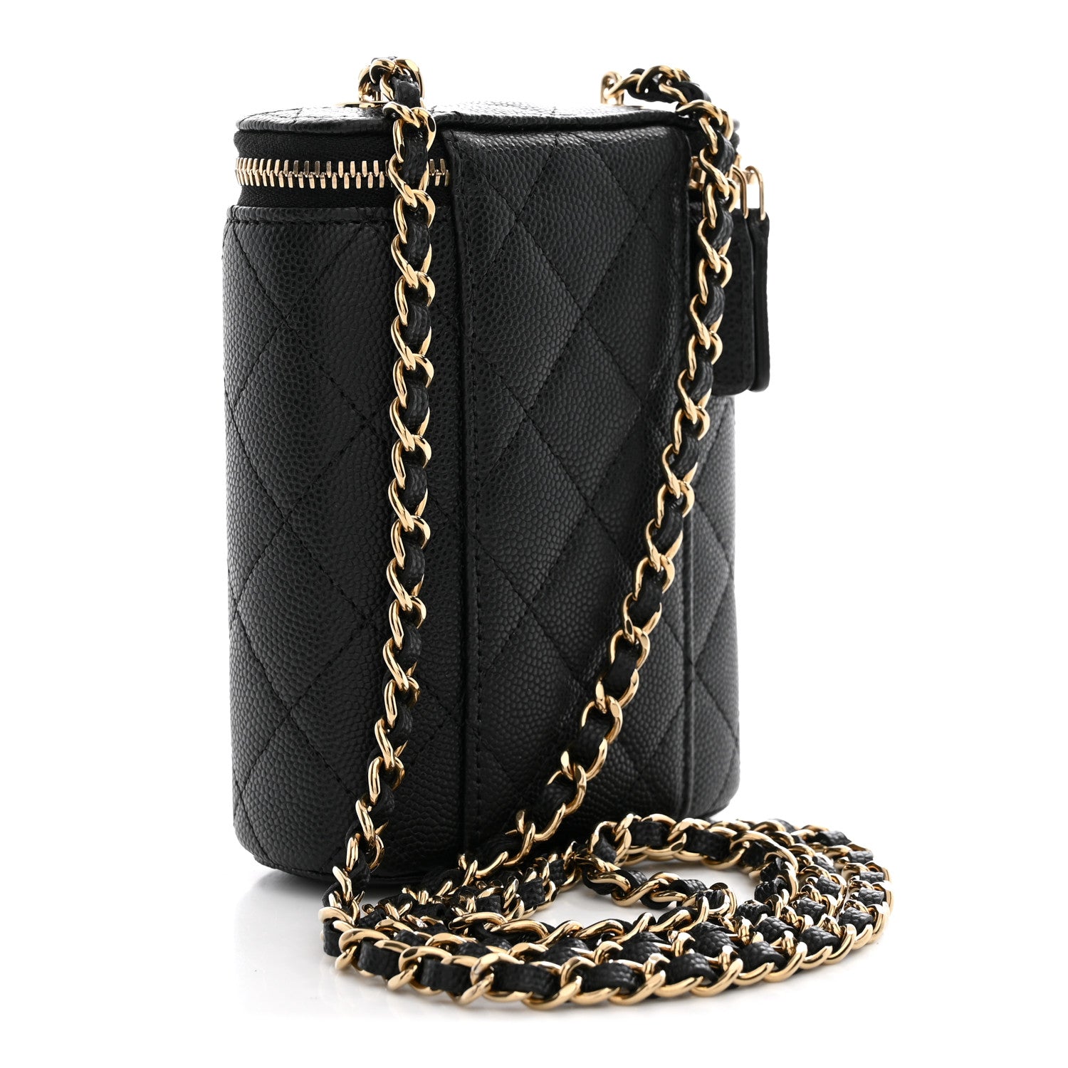 Chanel Caviar Quilted Small Vertical Coco Beauty Vanity Case With Chain Black 3 of 10