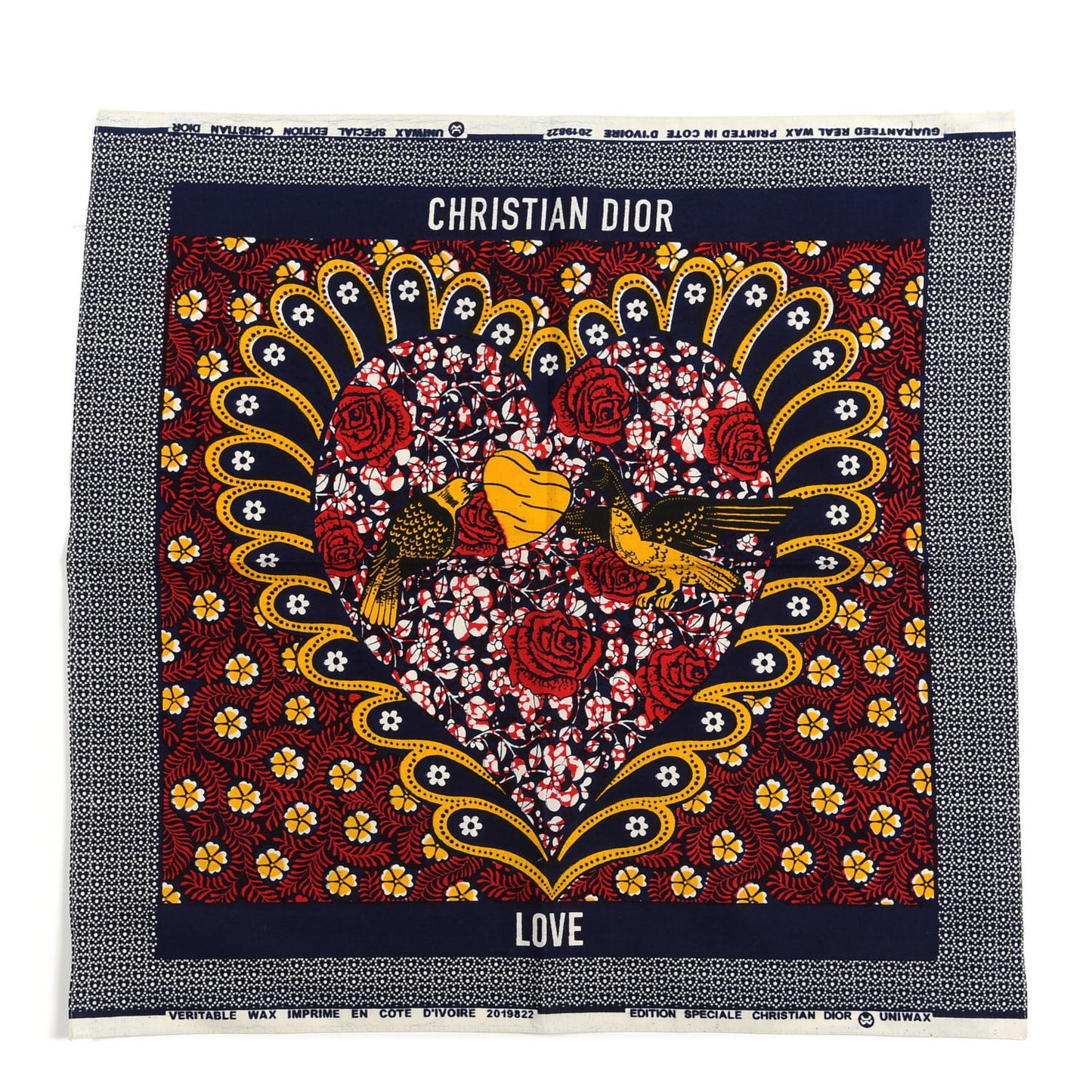 Cotton Heart Square Scarf Blue Multicolor