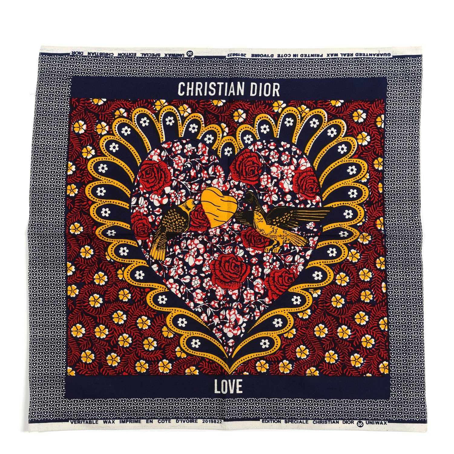 Christian Dior Cotton Heart Square Scarf Blue Multicolor 1 of 3