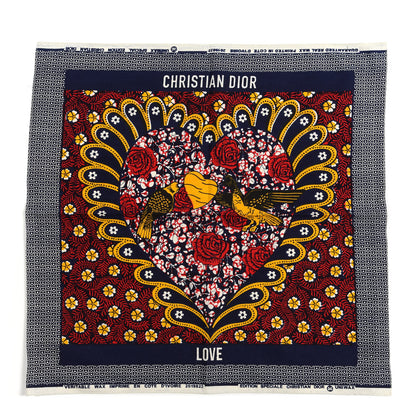 Christian Dior Cotton Heart Square Scarf Blue Multicolor 1 of 3