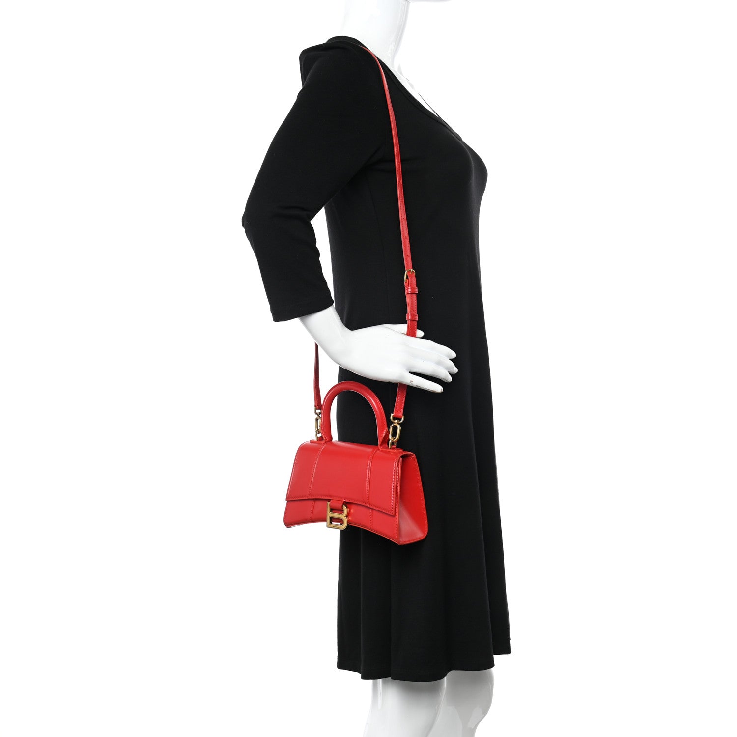 Balenciaga Shiny Box Calfskin Hourglass Top Handle Bag XS Bright Red 2 of 12