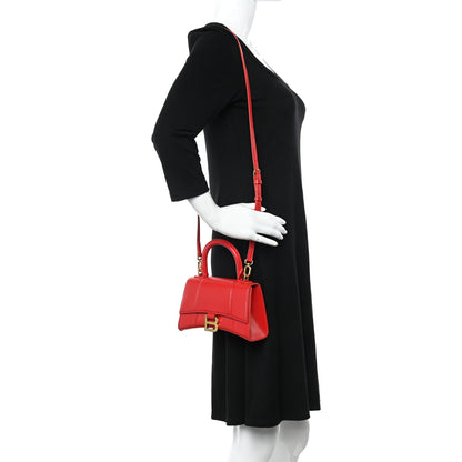 Balenciaga Shiny Box Calfskin Hourglass Top Handle Bag XS Bright Red 2 of 12