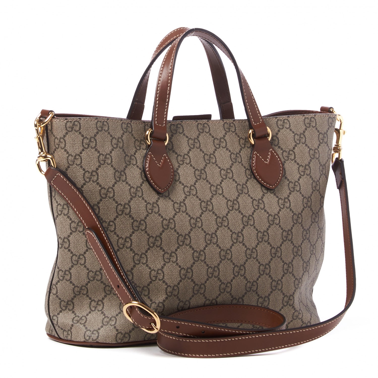 Gucci Soft GG Supreme Monogram Small Crossbody Tote Beige Cuir 2 of 8