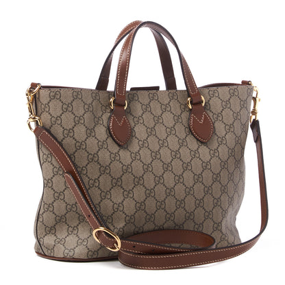 Gucci Soft GG Supreme Monogram Small Crossbody Tote Beige Cuir 2 of 8