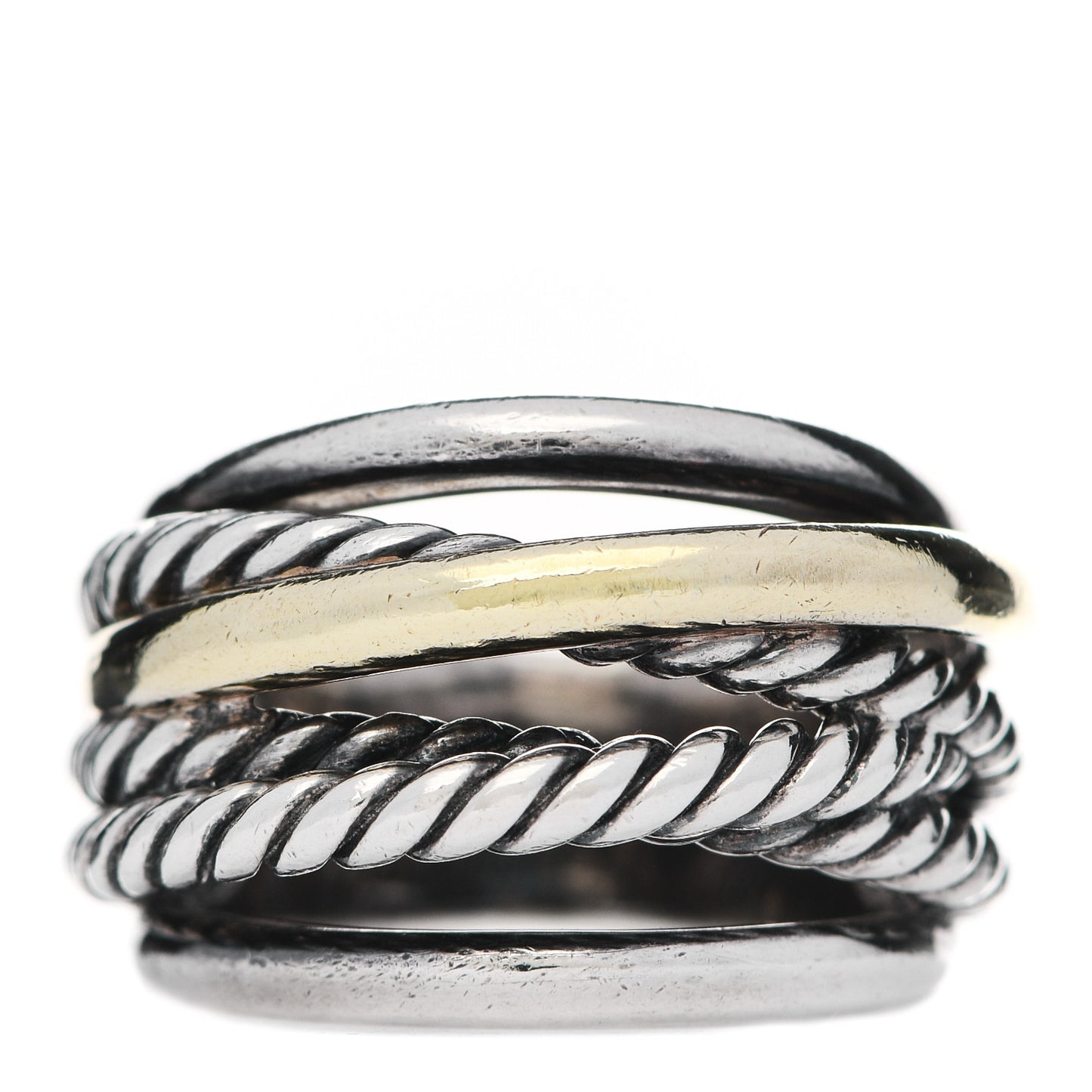 Sterling Silver 14K Yellow Gold Narrow Crossover Ring 52 6