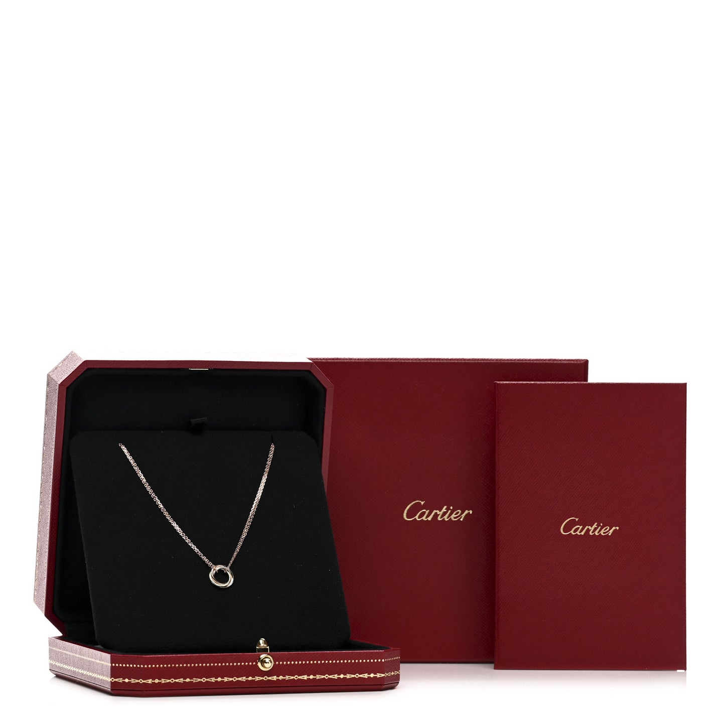 18K Pink Yellow White Gold Trinity Double Chain Pendant Necklace