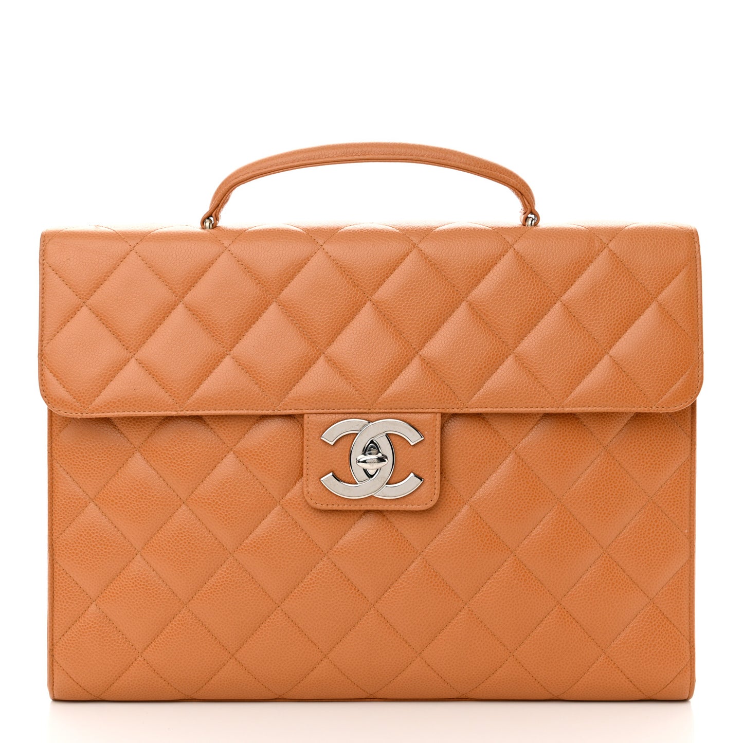 Caviar Quilted Briefcase Laptop Bag Light Brown