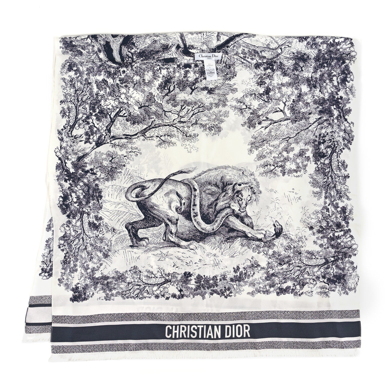 Christian Dior Silk Toile De Jouy Poncho Grey 1 of 3