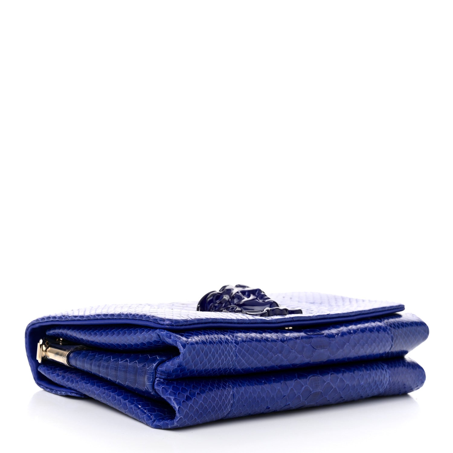 Versace Patent Snakeskin Palazzo Sultan Shoulder Bag Blue 4 of 9