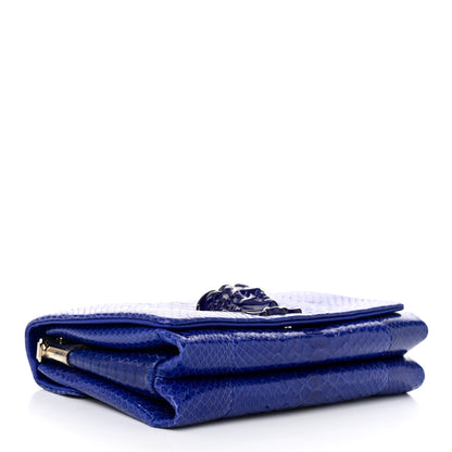 Versace Patent Snakeskin Palazzo Sultan Shoulder Bag Blue 4 of 9