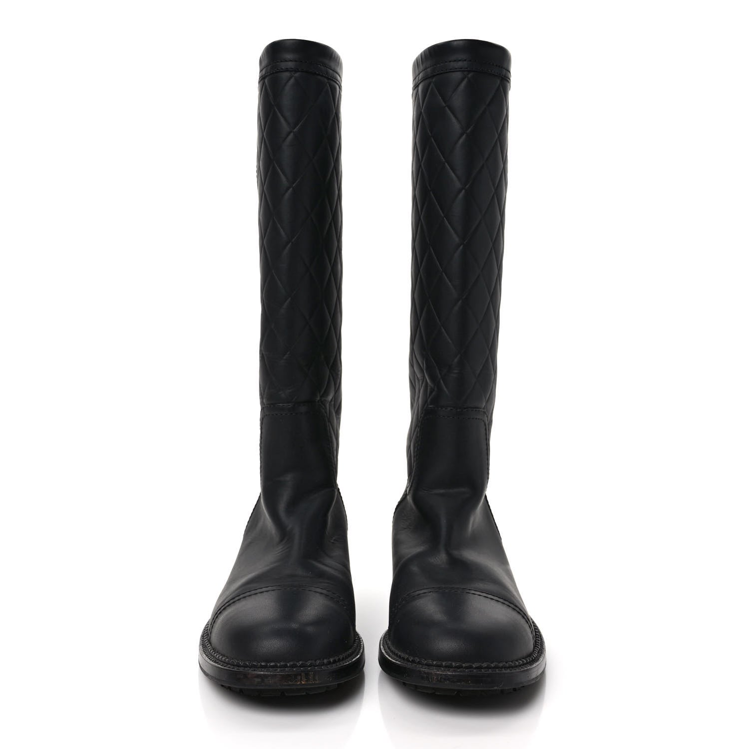 Chanel Oily Calfskin Quilted High Boots 39.5 Black 2 of 9